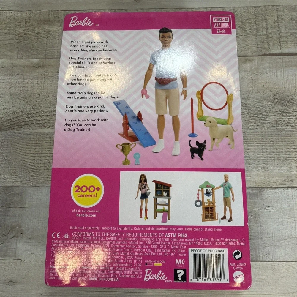Barbie Ken Dog Trainer Doll Playset Pets Mattel GJM34 New Sealed New